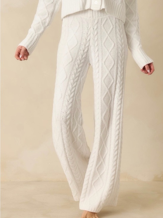 Z Supply Pants - Z Supply Cozy Cable Knit Wide-Leg Pants - ivory